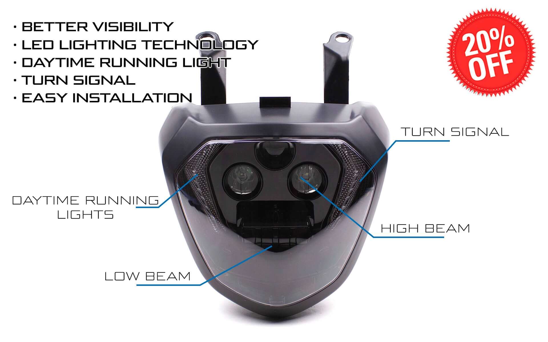 Bi-LED headlight for Yamaha MT-07  FZ-07 (2014-2017)