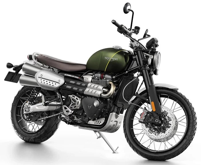 Triumph Scrambler 1200 XC (2019–2020) front three-quarter real studio motorcycle press image with white background