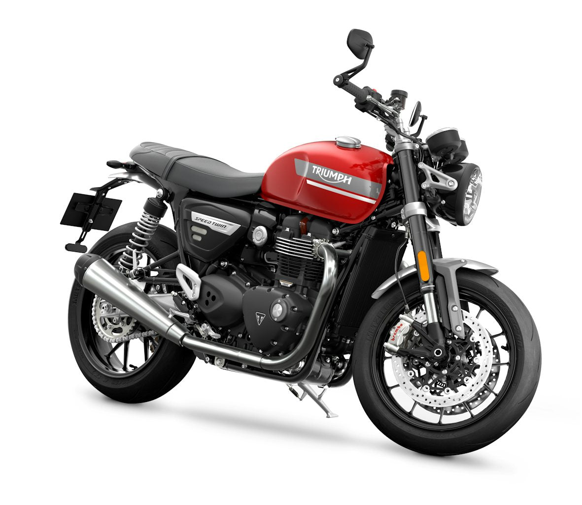2022 Triumph Speed Twin 1200 official studio photo front three quarter white background