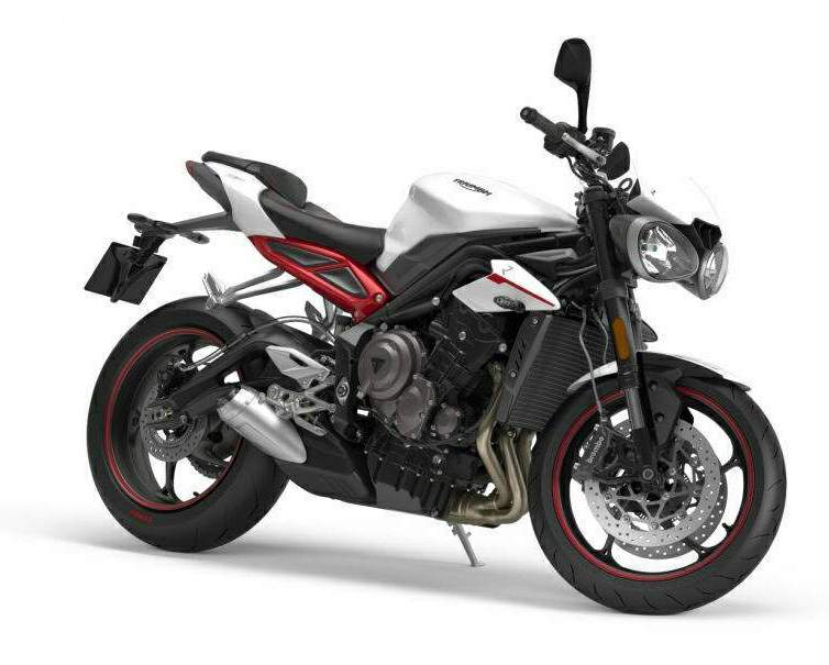 Triumph street triple 765 r 2017 2020 authentic motorcycle studio front three-quarter press photograph