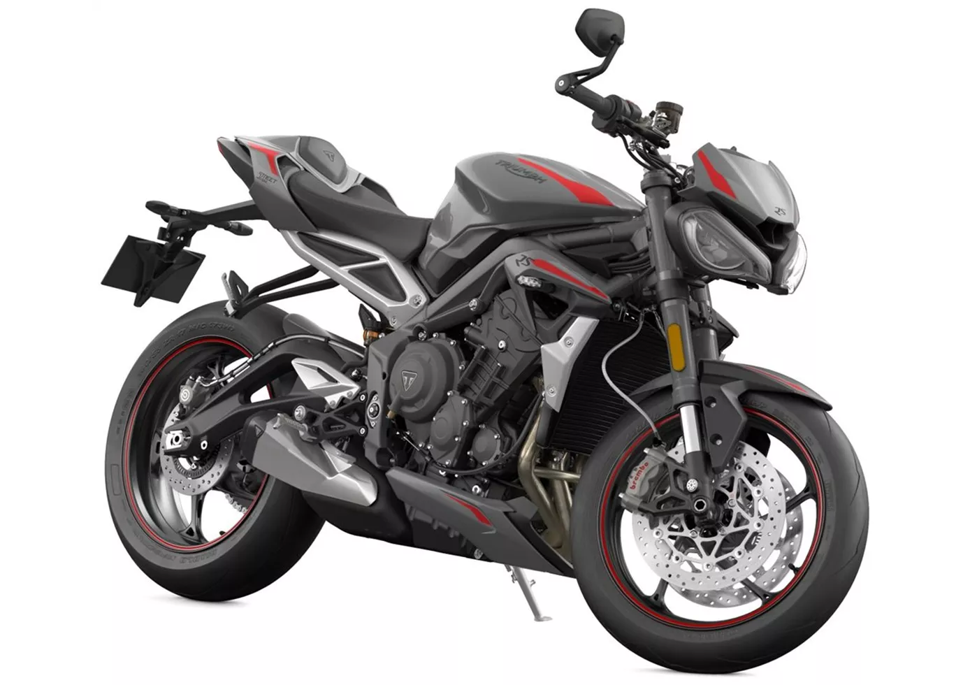 Triumph street triple 765 rs 2020 2022 authentic motorcycle studio front three-quarter press photograph