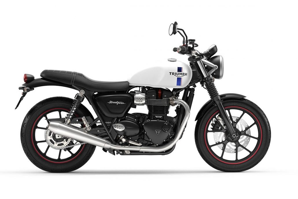 Triumph street twin 900 2019 2020 authentic motorcycle studio front three-quarter press photograph