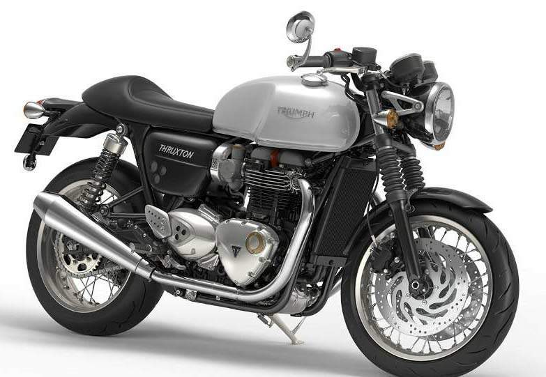 Triumph Thruxton 1200 (2016-2019) white backdrop press studio angle view