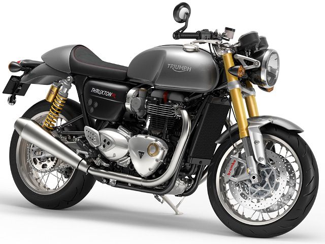 Triumph thruxton 1200 r 2016 2019 exact model front three-quarter studio photo, white background