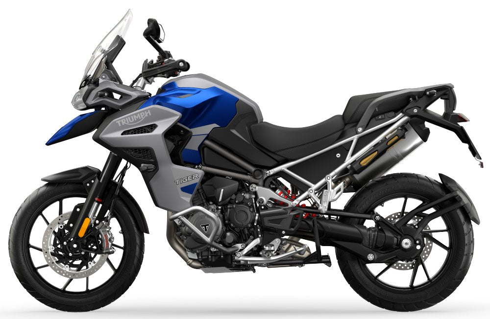 Triumph tiger-1200-gt-explorer-2022 studio model press photograph on a clean white backdrop in 3/4 front view