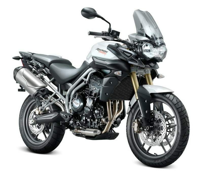 Triumph Tiger 800 2011–2014, real motorcycle factory image angled towards the front on a white backdrop