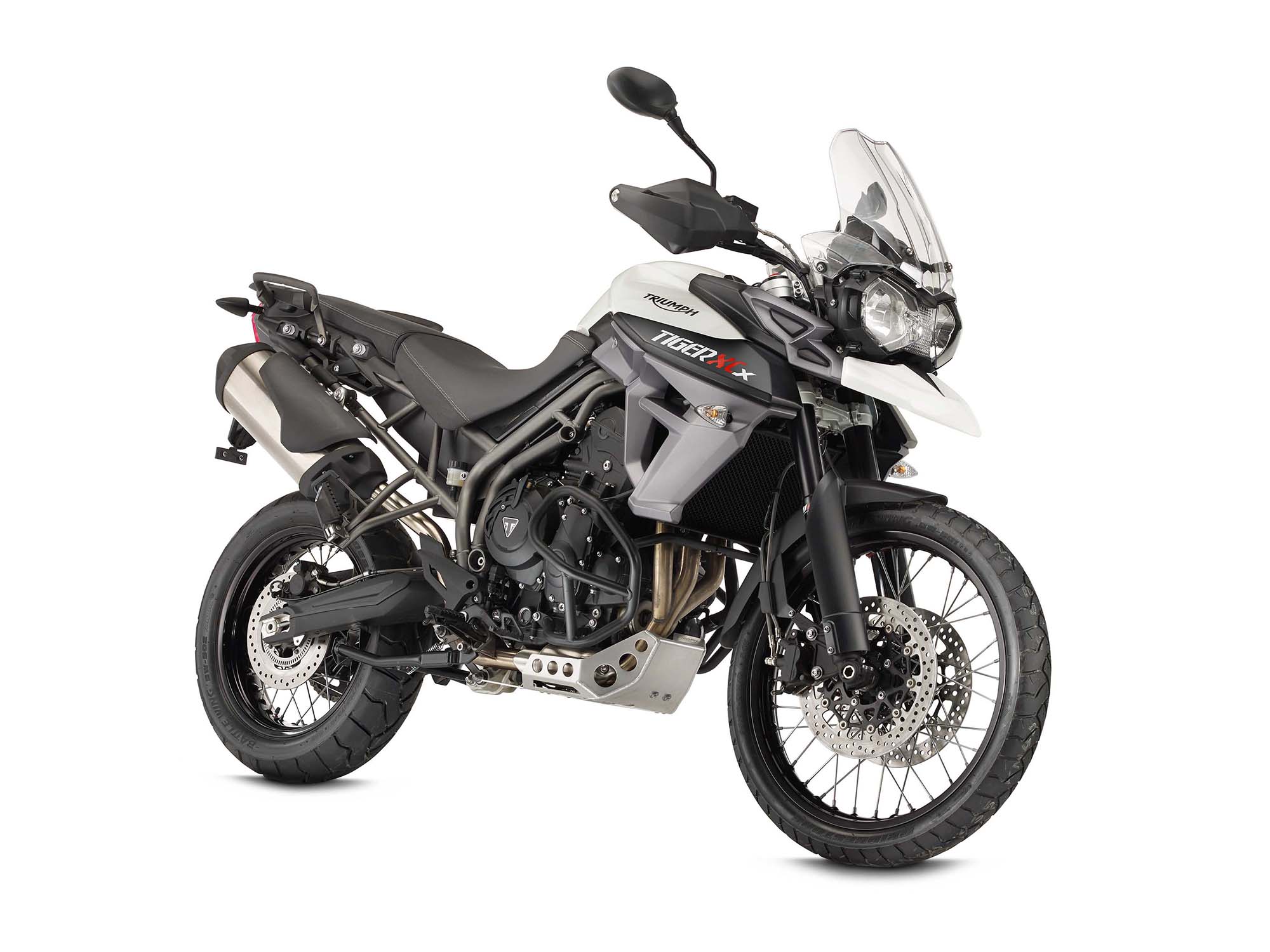 Triumph Tiger 800 XC / XCX / XCA 2015–2016, real motorcycle factory image angled towards the front on a white backdrop