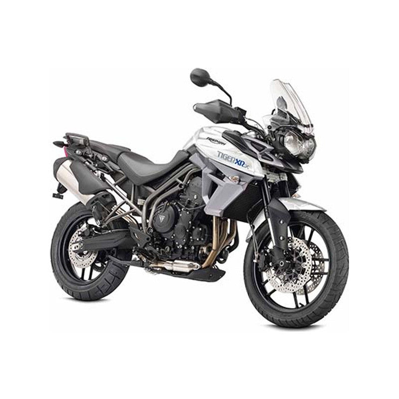 Triumph tiger-800-xr-xrx-low-xrt-2017 model generation press photograph on white background front three quarter