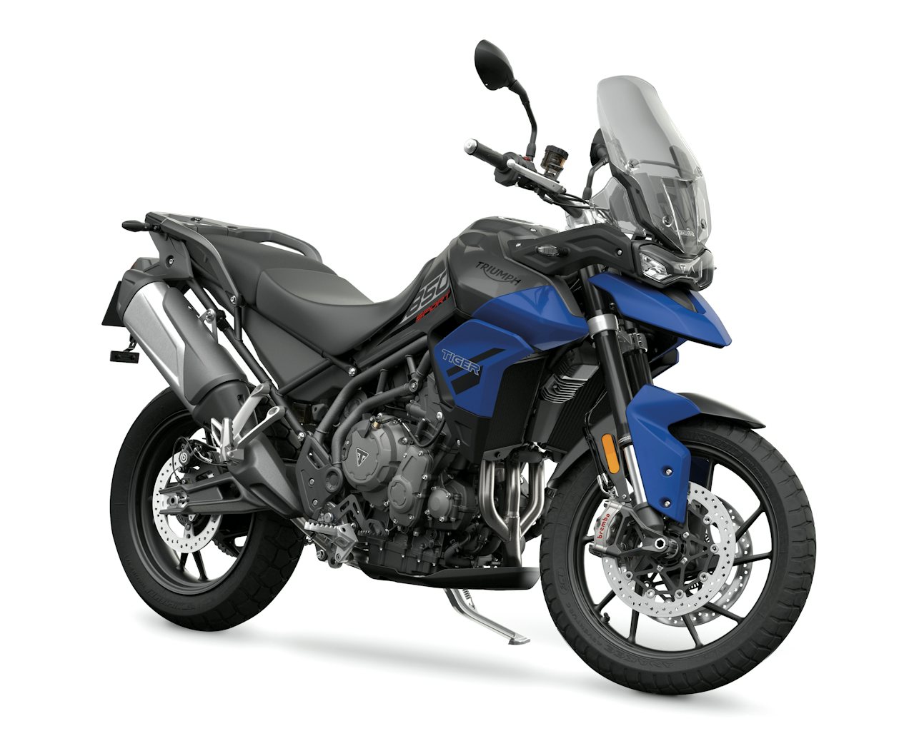 tiger 850 sport 2021 genuine motorcycle studio press front diagonal on white backdrop