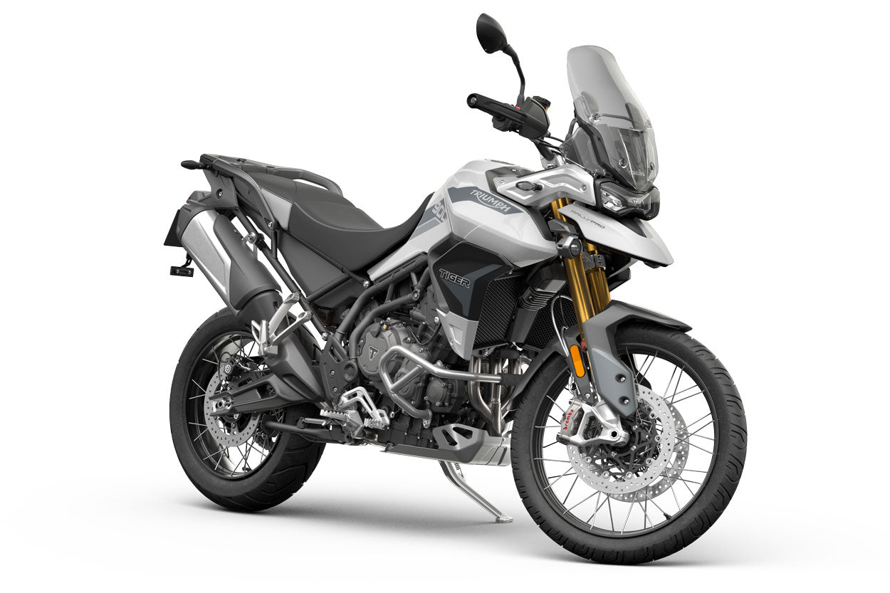 Triumph tiger-900-rally-pro-2020-2023 model generation press photograph on white background front three quarter