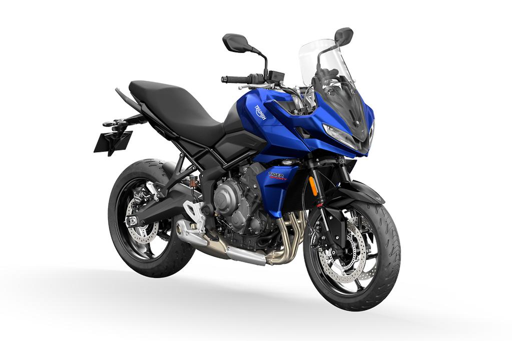 tiger sport 660 2022 genuine motorcycle studio press front diagonal on white backdrop