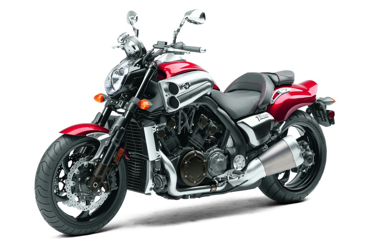 Yamaha VMAX 1700 (2009–2016) original motorcycle on white background, front three-quarter studio photo