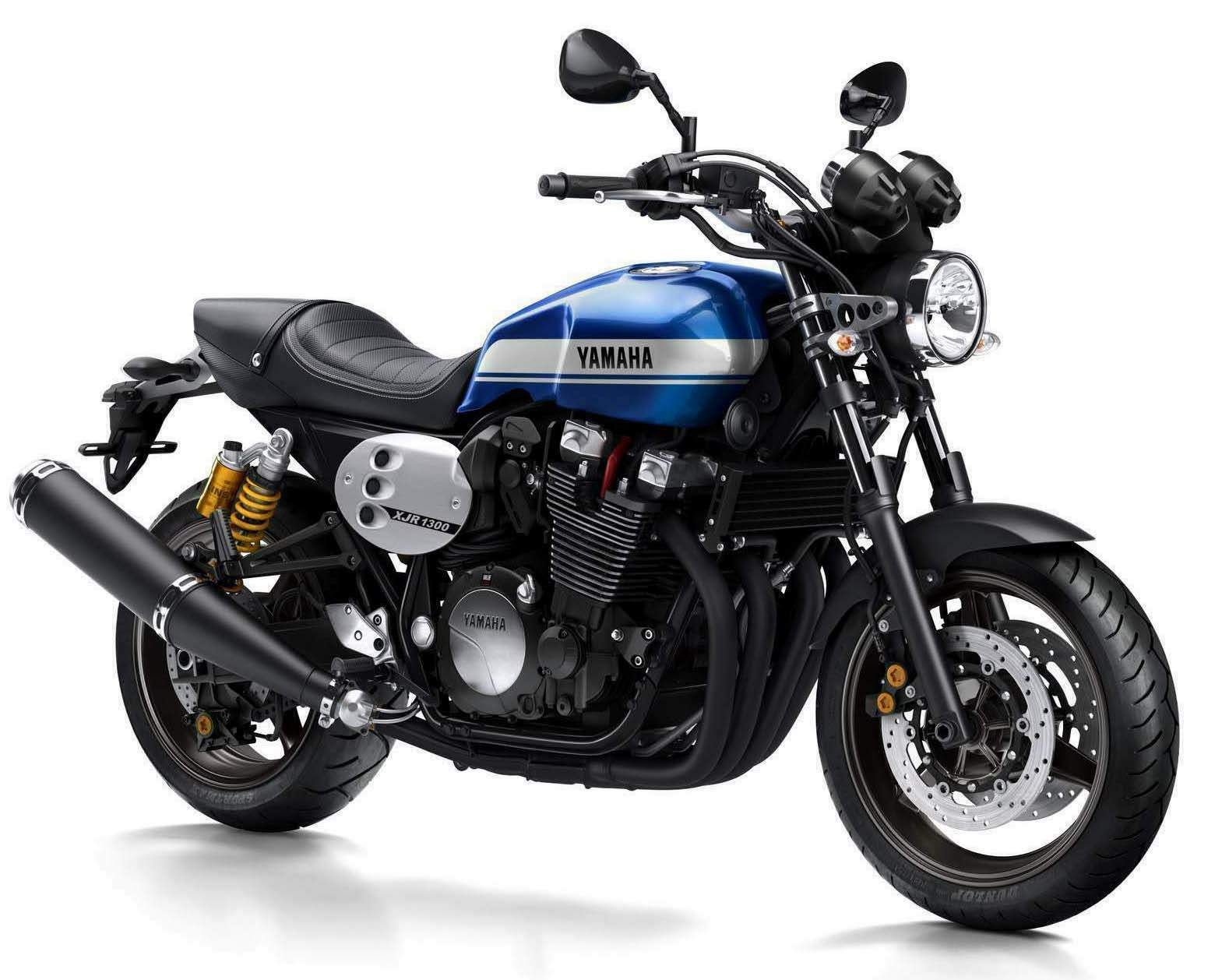 Yamaha XJR1300 (2015–2016) motorcycle front three-quarter studio press photograph on a white background