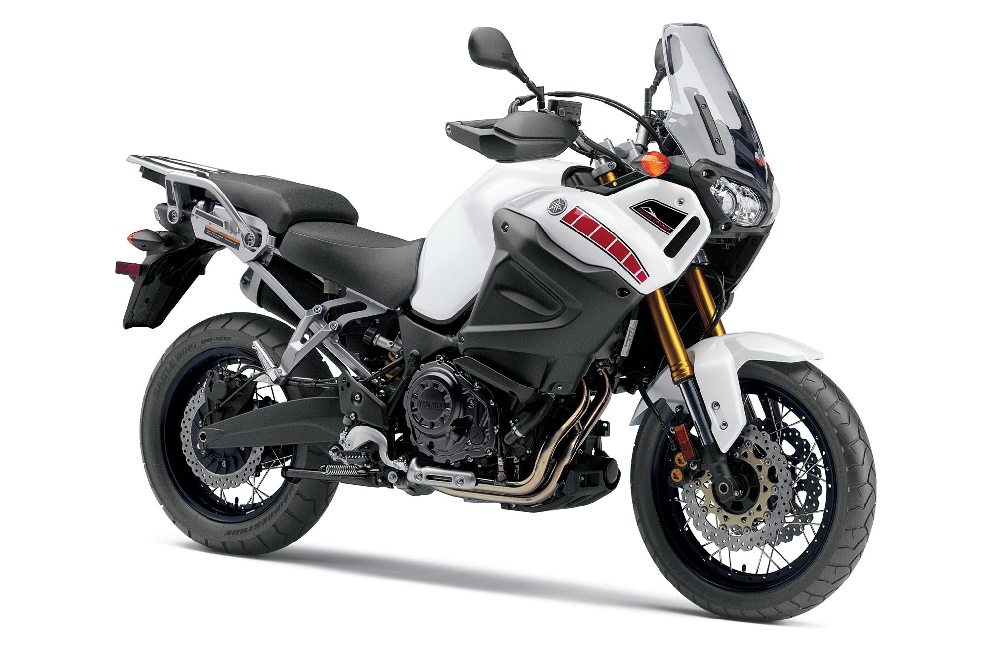 Yamaha XT1200Z Super Ténéré 2010–2013 original-generation adventure touring motorcycle on white, front three-quarter
