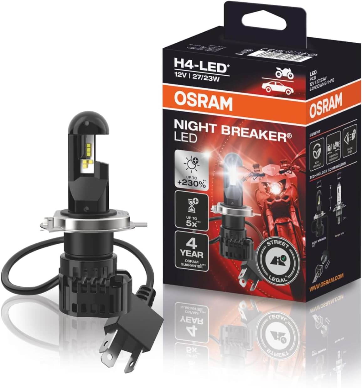 Osram NIGHT BREAKER LED H4 LED conversion kit for motorcycles