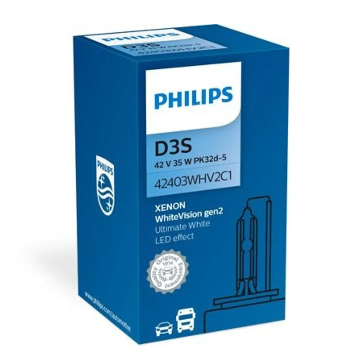 Philips WhiteVision Gen2 D3S xenon bulb | brighter and whiter light | 42403WHV2C1