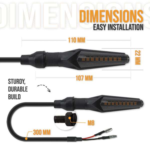 MotoLumino V2 bright sequential LED turn signal close-up