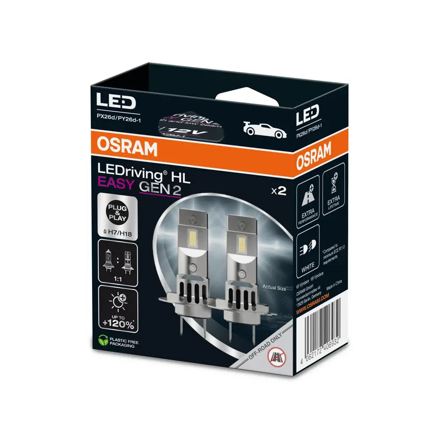Osram LEDriving HL EASY Gen2 H7/H18 LED-koplampbollen - eenvoudige installatie halogeenvervanging