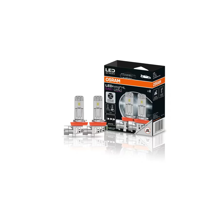 OSRAM H8/H9/H11 LED bulb replacement for halogen 2 bulbs and package