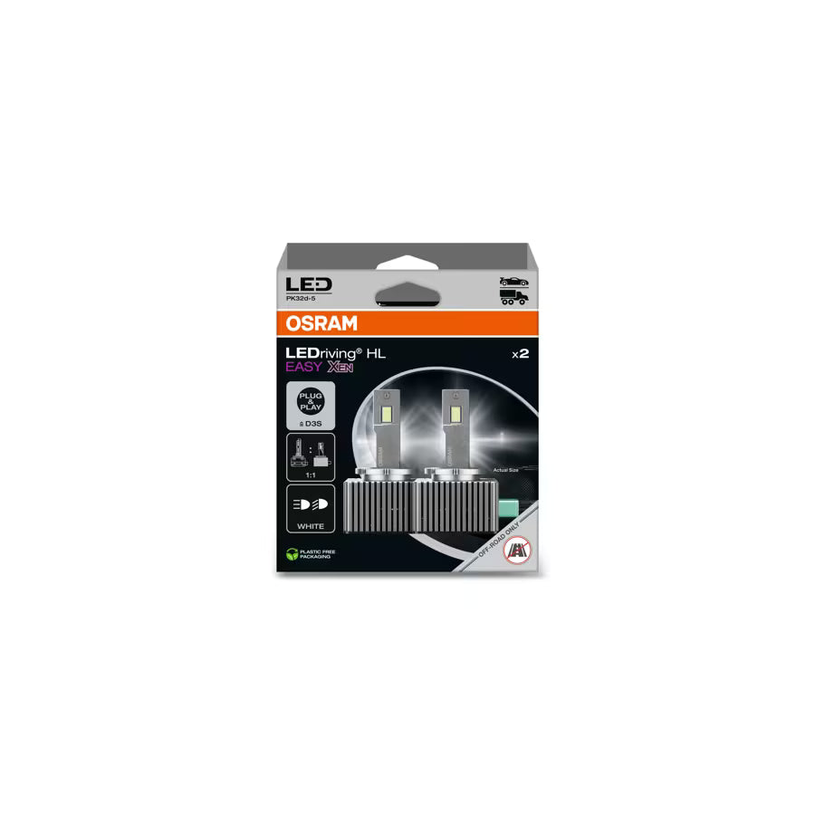 OSRAM LED driving light bulb package on a white background - D3S LED repalcement for D3S xenon bulbs