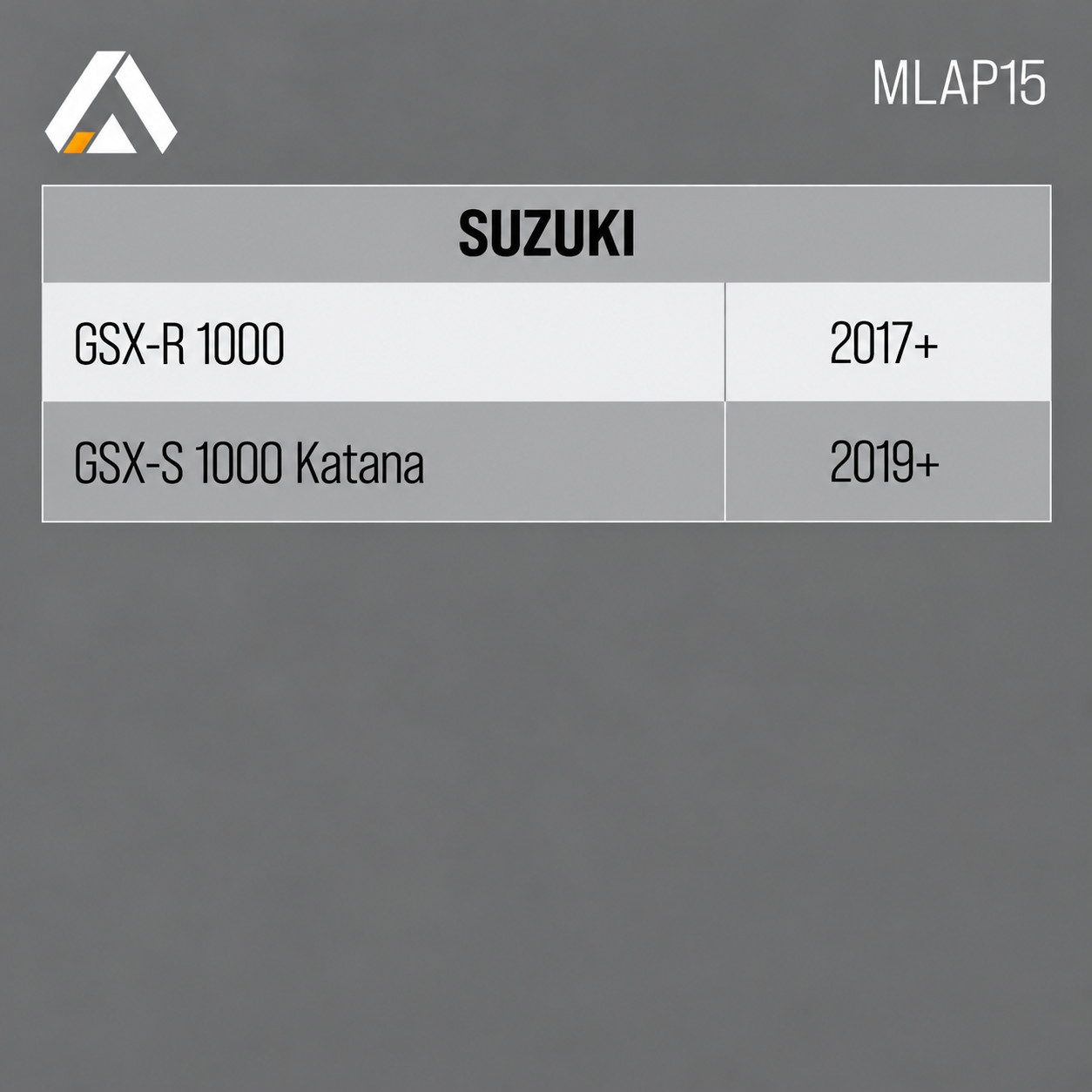 MLAP15 Suzuki fitment table