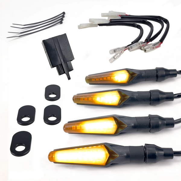 Triumph Tiger 1050 (2007-2013) complete LED Turn Signal kit | Sequential | Super-Bright | Tinted Lens | Motorcycle Flasher Indicator