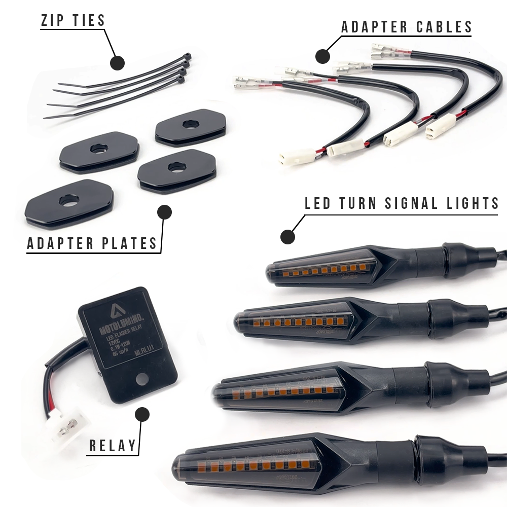 Kawasaki Z650 (2017-2019) complete LED Turn Signal kit | Sequential | Super-Bright | Tinted Lens | Motorcycle Flasher Indicator