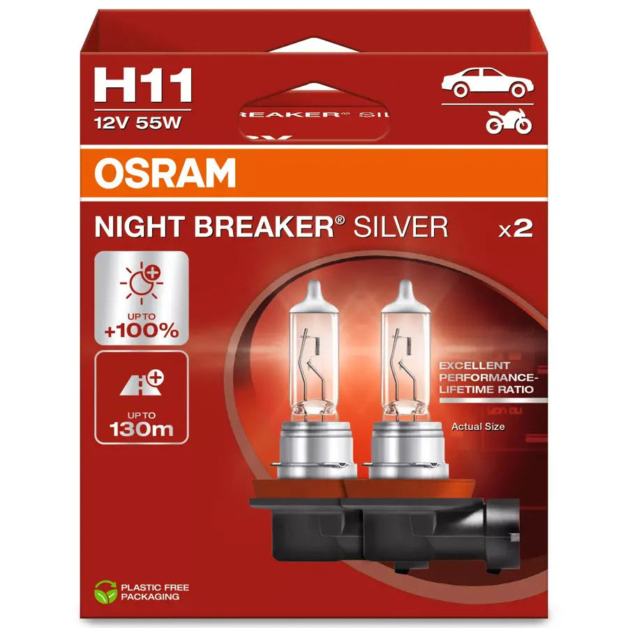 thumbnail image 2 of OSRAM NIGHT BREAKER 220, H11, 220% More Brightness, Halogen Headlight 2 of 11