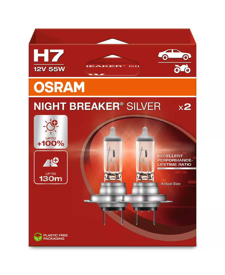 Osram Night breaker silver H7 halogen bulbs 2 pack