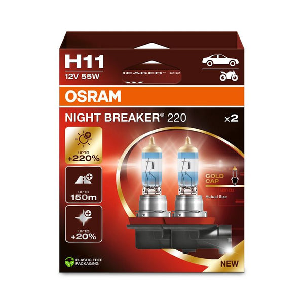 Osram Night Breaker 220 H11 halogen bulbs | 64211NB220-2HB | Duo pack