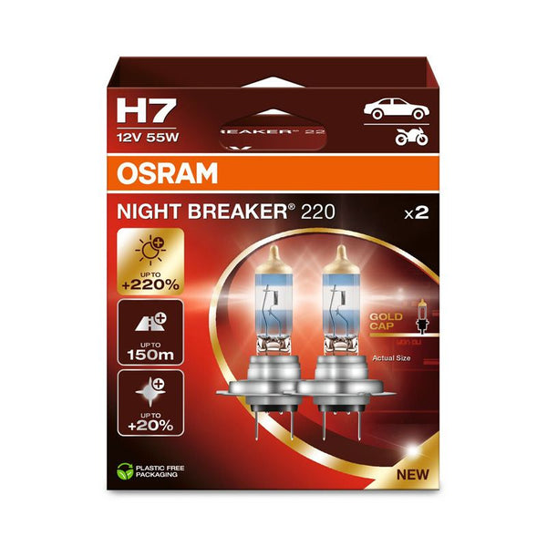 Osram Night Breaker 220 H7 halogen bulbs | 64210NB220-2HB | Duo pack