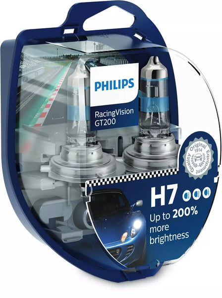 Philips RacingVision GT200 H7 high light output halogen bulbs 2 pack