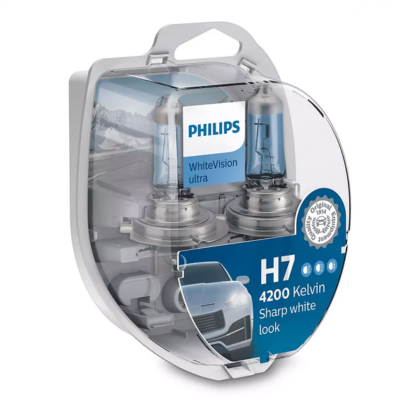 Philips WhiteVision Ultra H7 | Sharp white look halogen bulbs | 12972WVUSM