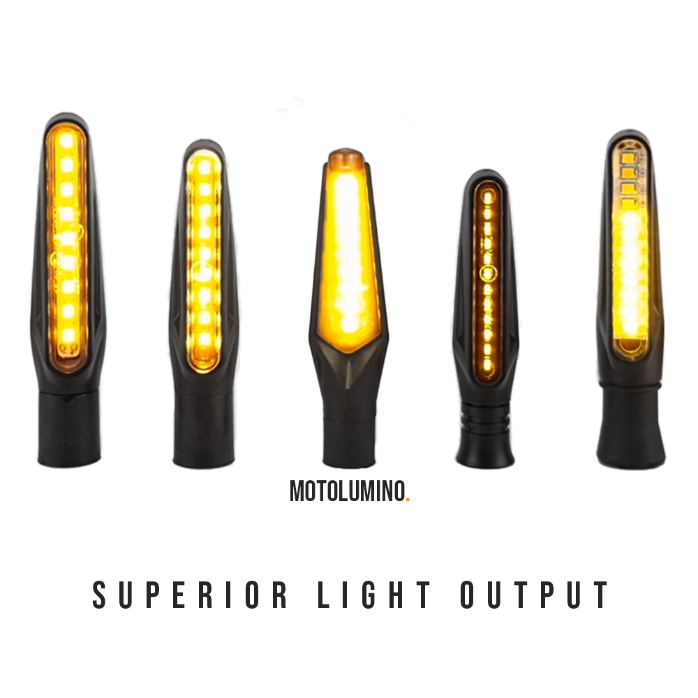 MotoLumino V2 bright amber motorcycle indicator detail