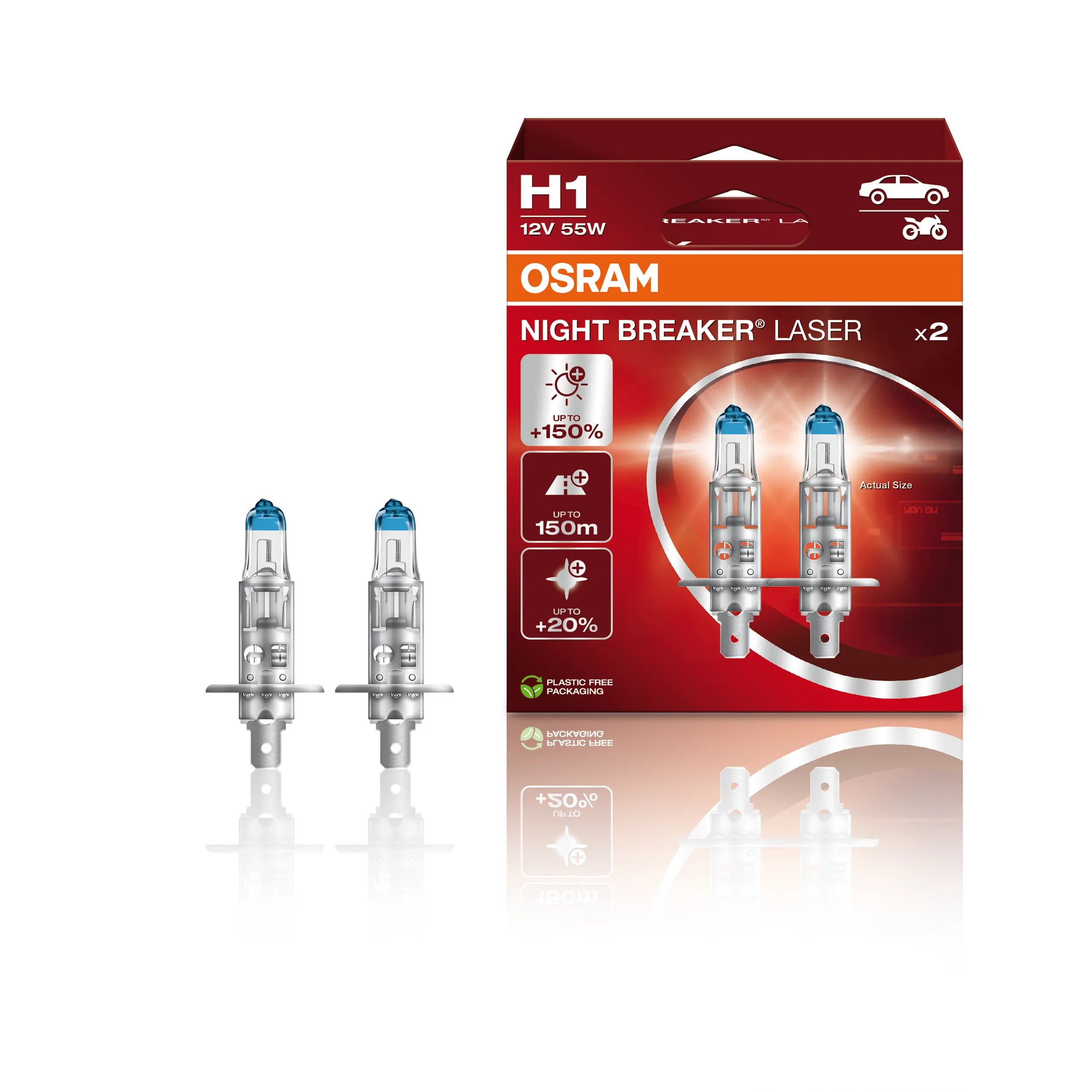 Osram Night Breaker Laser H1 halogen bulbs | 64150NL-2HB | Duo pack