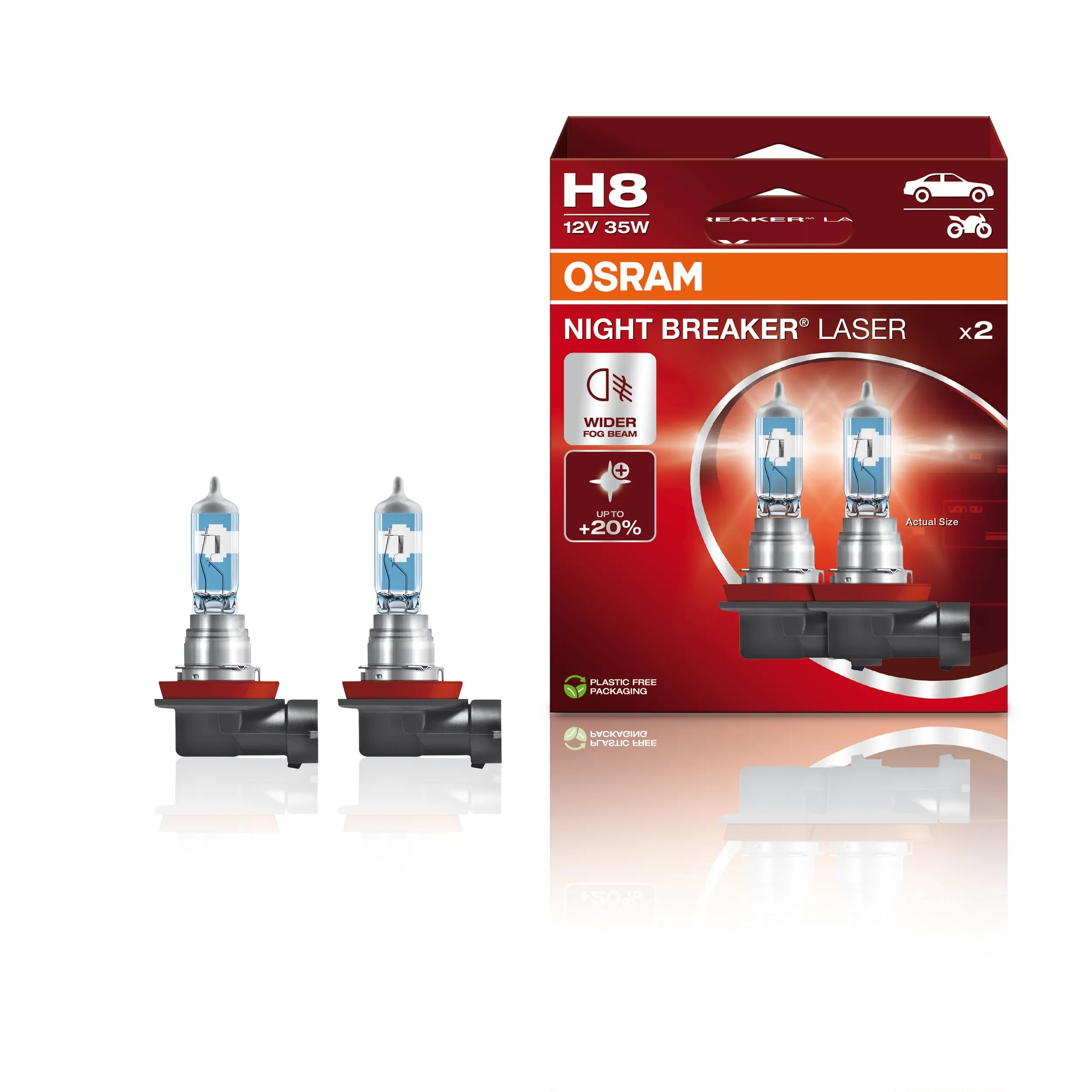 Osram Night Breaker Laser H8 Halogenlampen | 64212NL-2HB | 2er Pack | Bis zu 150% Aufwertung