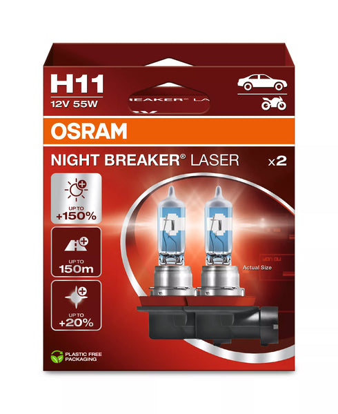Osram Night Breaker Laser H11 halogen bulbs | 64211NL-2HB | Duo pack | up to 150% upgrade