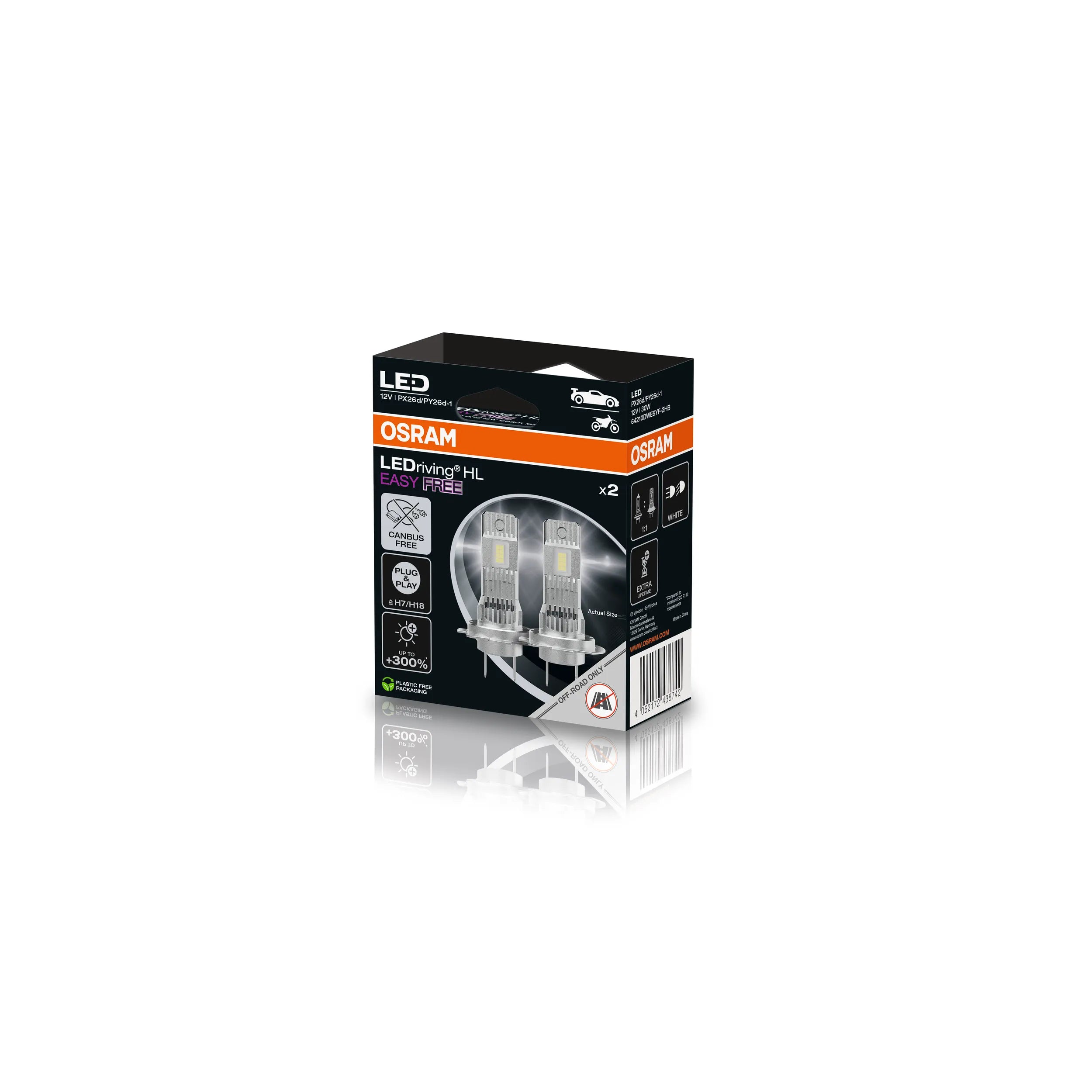 Osram LEDriving HL EASY FREE H7/H18-LED-Lampen, einfache Installation, kein CANbus - 64210DWESYF2-2HB