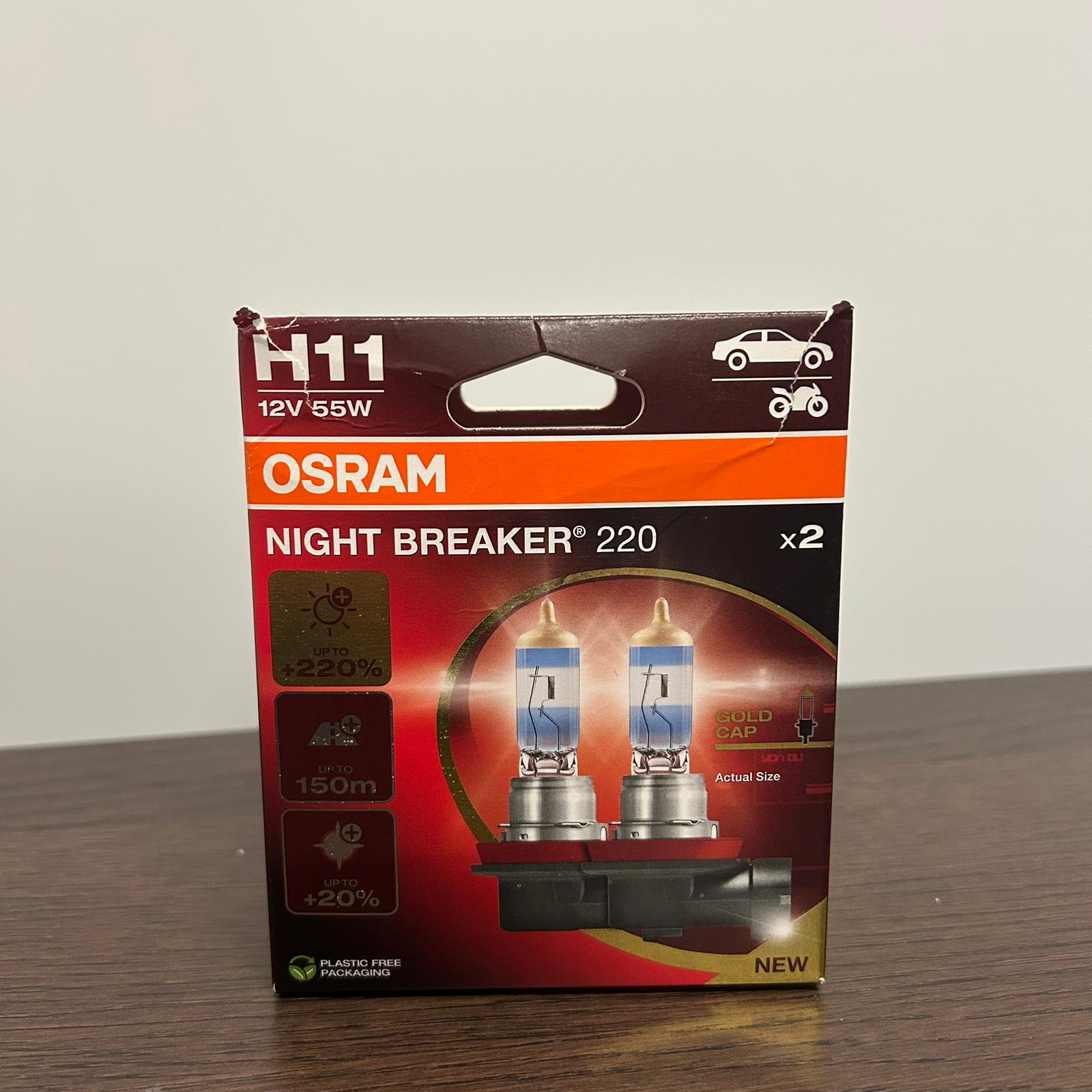 Osram Night Breaker 220 H11 halogeenlampen | 64211NB220-2HB | Duo-pakket