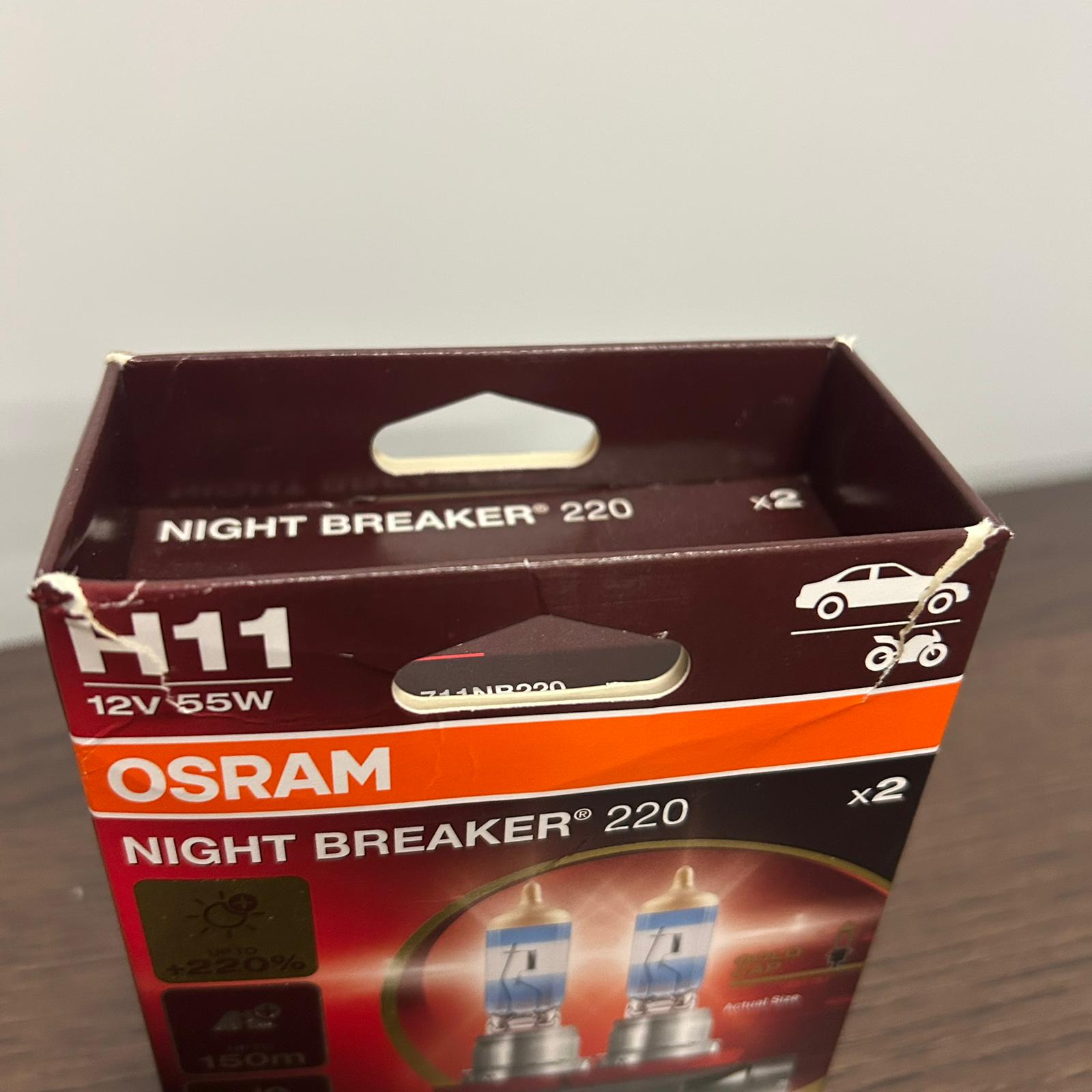 Osram Night Breaker 220 H11 halogeenlampen | 64211NB220-2HB | Duo-pakket