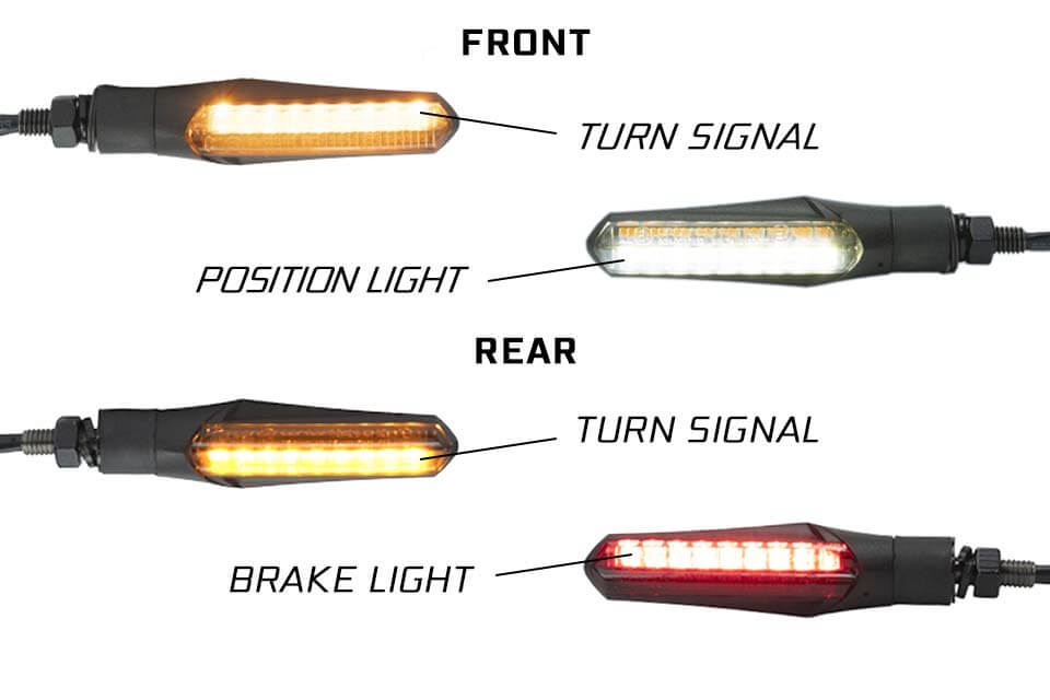 Motorcycle sequential turn signal light assembly